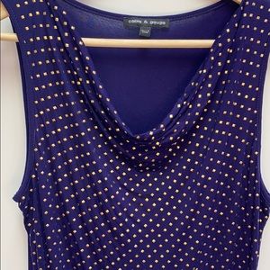 Cowl Neck Gold Studded Tank